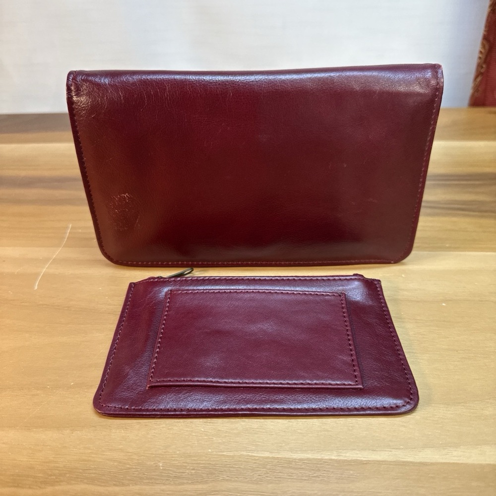 Latico NJ USA Set (2) Leather Bifold Wallet Clutch Purse Burgundy Butter Soft
